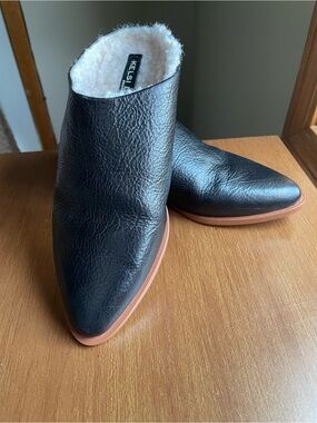 Kelsi Dagger Size 7 Leather Sail Shearling Lined Mules Slip On Shoes Pointy Toe